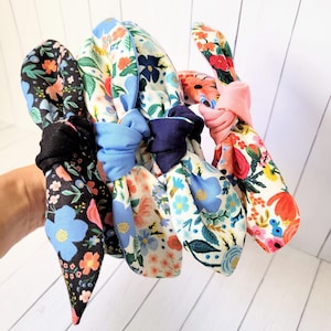 Rifle Paper Co fabric Knotted Headband,  Flowers Headband, Top Knot Headband, Bow Headband, Handmade, Ready to ship