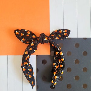 Halloween Knotted Headband, Mickey Pumpkin, Black Velvet, Knot Headband, Knotted Bowband, Top Knot Headband, Bow Headband image 9