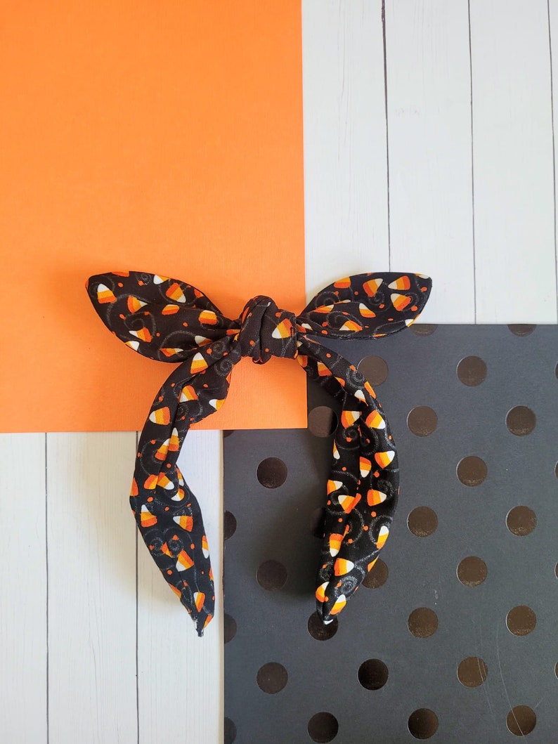 Halloween Knotted Headband, Mickey Pumpkin, Black Velvet, Knot Headband, Knotted Bowband, Top Knot Headband, Bow Headband image 9