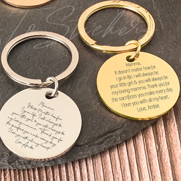 Custom Text Engraved Keychain, Stainless Steel Circle Keyring, Valentine's Day Gift for Him, Birthday Gift for Bestie