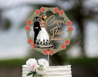 Custom Name Mexican Wedding Cake Hat, Mexican Wedding Cake Topper, Flower Cake Decor, Mexican Wedding Cake Logo