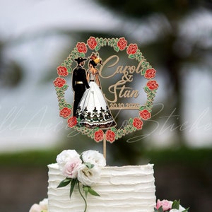 Custom Name Mexican Wedding Cake Hat, Mexican Wedding Cake Topper, Flower Cake Decor, Mexican Wedding Cake Logo