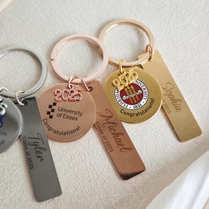 Custom University Logo Keychain, 2025 Graduation Gift, Gaduation College Logo Keyring, Stainless Steel Engraved Keychain