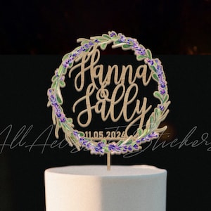 Lavender Wedding Cake Topper, Purple Flower Cake Insert, Engagement Cake Topper, Wedding Party Supply