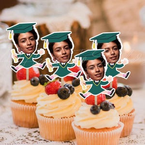 Funny Face Graduation Cupcake Toppers: Custom Class of 2025 Party Decor