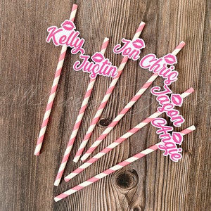 Pink Theme Hen Party Straw, Personalized Name Straw With Lips, Wedding Drinking Straw, Bachelorette Party Favor, Personalized Gift