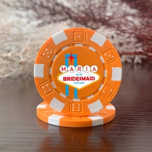 Hochzeits-Casino-Pokerchip, personalisierte Brautjungfer-Pokerchip, Sei meine Brautjungfer-Glückschip, Kasino-Liebhaberbevorzugung, Hochzeitsandenken