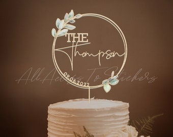 Garden Wedding Cake Topper, Personalized Name Cake Topper, Natural Wooden Cake Decor, Engagement Cake Sign, Birthday Cake Topper