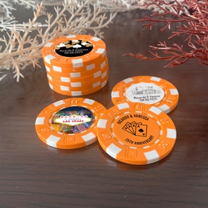 Personalisierter Hochzeits-Casino-Pokerchip, Verheiratet in Las Vegas-Pokerchip, Jubiläums-Glückschip, Kasino-Liebhaber-Geschenk, Danke