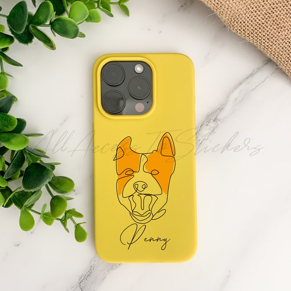 Personalized Pet Portrait Phone Case, Ugly Dog Line Art Phone Cover, Phone Case For Dog Lover, Dog Face Phone Case