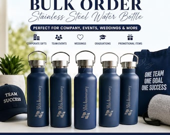 Custom Logo Water Bottle Bulk Order, Personalized Stainless Steel Bottle, Company Employee Appreciation Gift, Wedding Favor, Graduation Gift