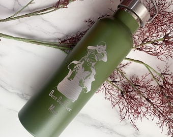 Bouteille d'eau personnalisée en acier inoxydable avec photo de papa