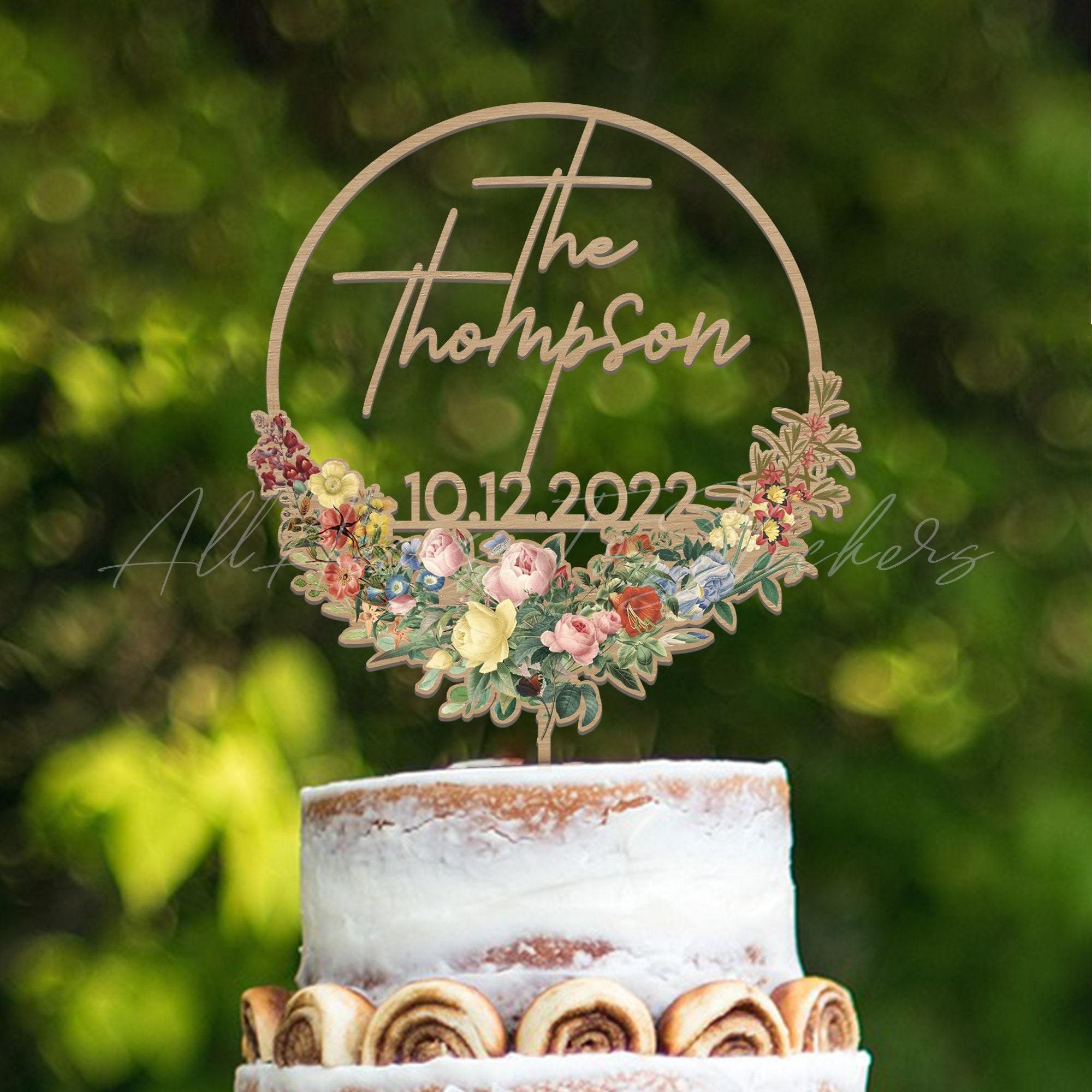 Spring Cake Toppers Spring Wedding Cake Topper With Names & Date, Personalized Floral ...