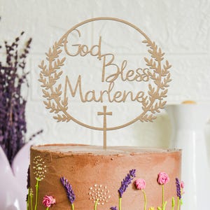 Baptism Cake Topper, God Bless Cake Decor, First Holy Communion Gift, Cross Cake Topper, Baptism Gift Girl Boy, Christening Cake Topper