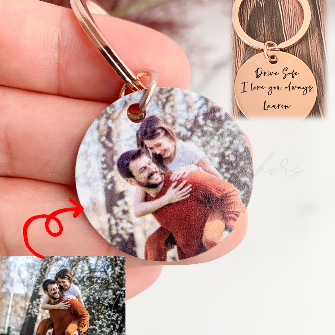 Custom Text Key Chain Custom Photo & Text Keychain, Personalized Engraved Double-sided Key ...
