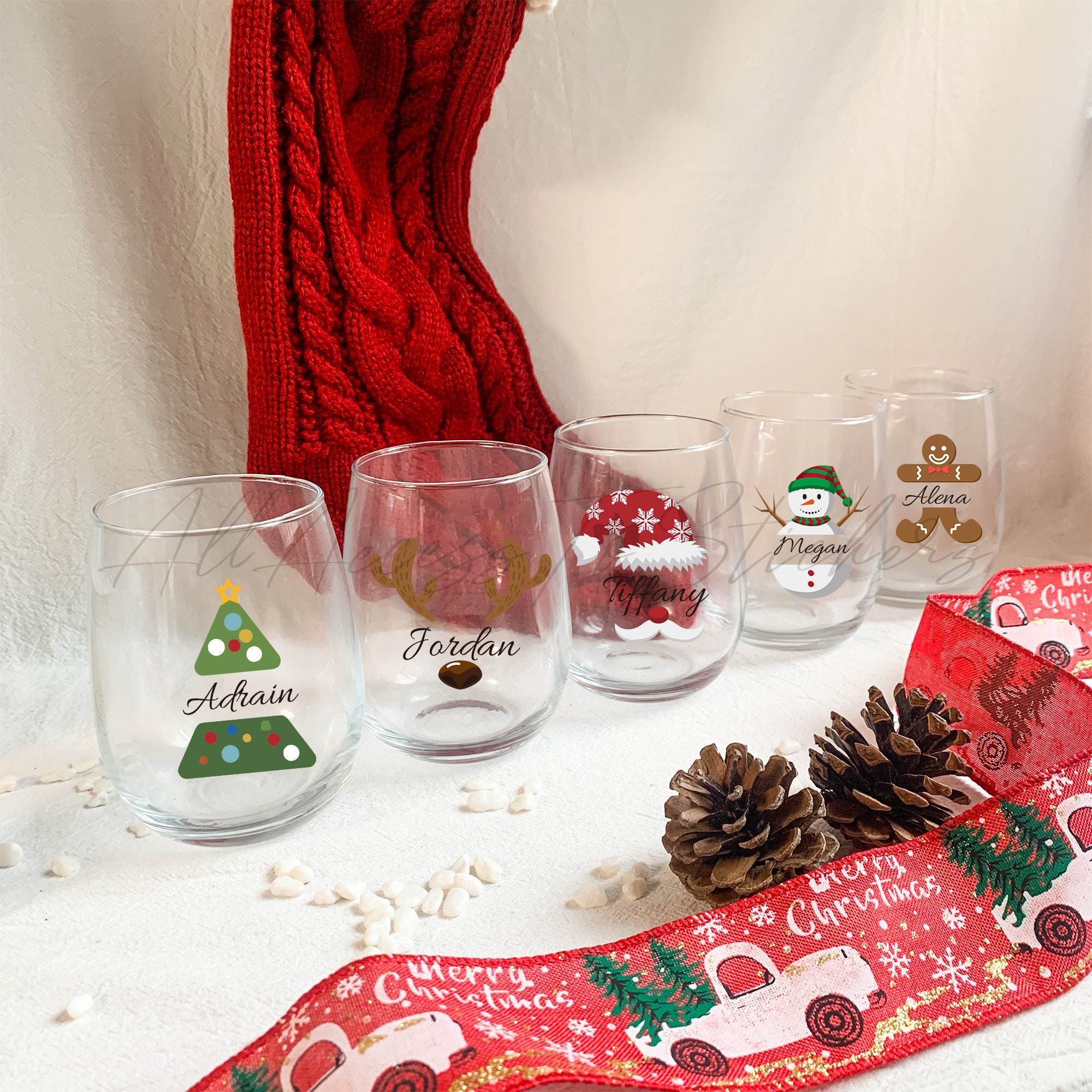 Santa Christmas Glass Cup, Kids Christmas Water Bottle, Christmas Gifts for Kids, Custom Stocking Stuffers, Christmas Decor