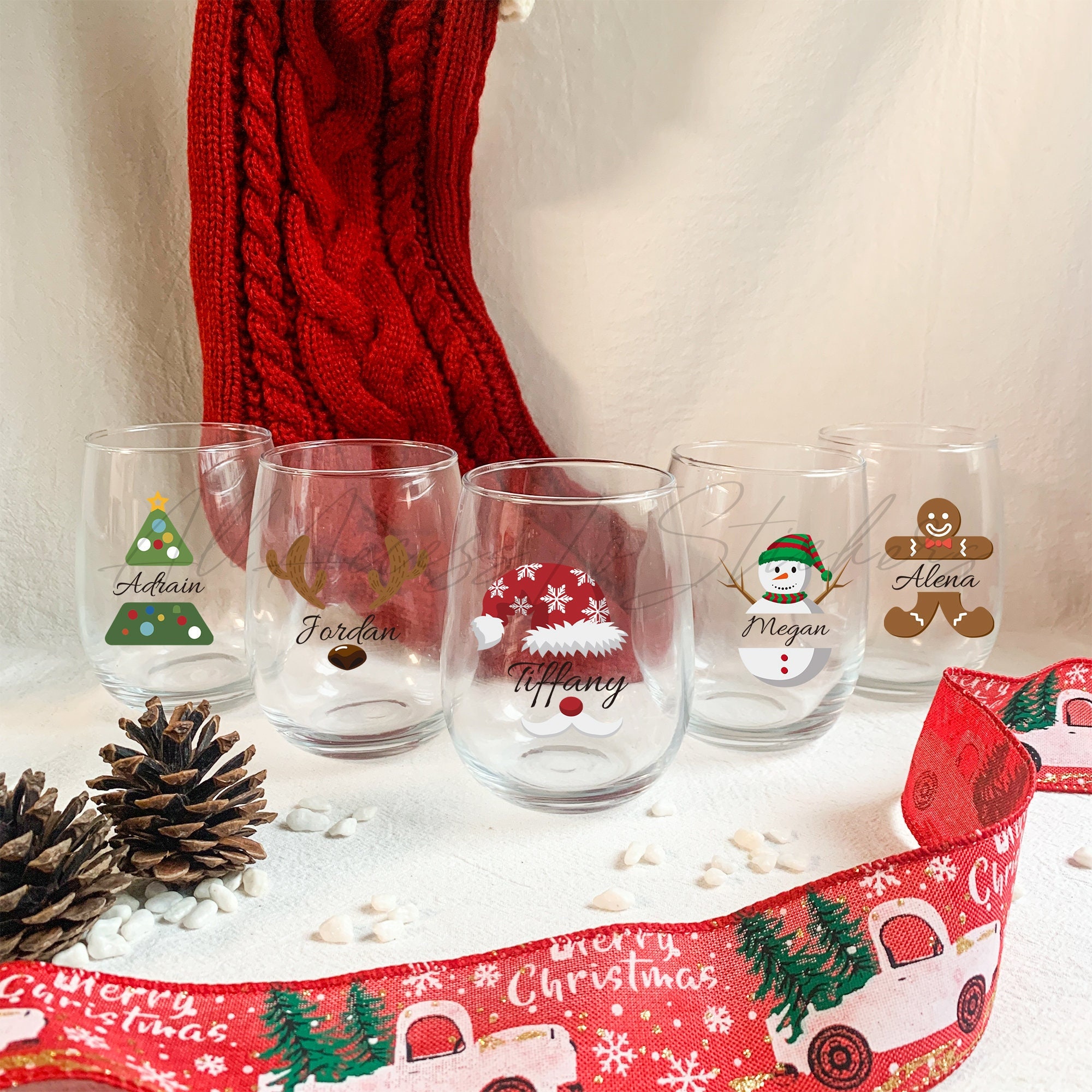 Santa Christmas Glass Cup, Kids Christmas Water Bottle, Christmas Gifts for Kids, Custom Stocking Stuffers, Christmas Decor