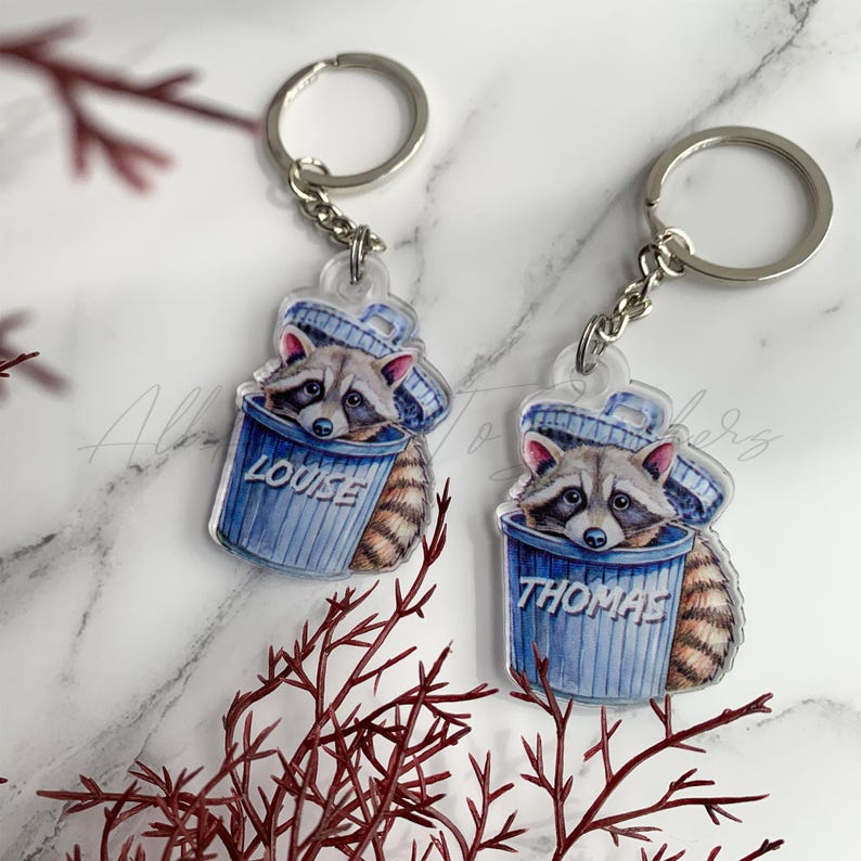Pvc Raccoon Keychain Personalized Raccoon Acrylic Keychain, Kawaii Wild Animal Keyring for ...