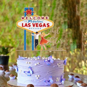 Personalized Las Vegas Wedding Cake Topper: Vegas Sign Decor