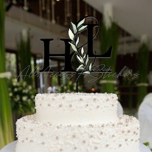 Garden Couple Initials Cake Topper, Wedding Cake Topper, Minimalist Engagement Cake Topper, 50 Gold Wedding Anniversary Gift image 9