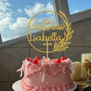God Bless Cake Topper, Baptism Cake Topper, Cross Cake Topper, First Holy Communion Gift, Christening Cake Topper