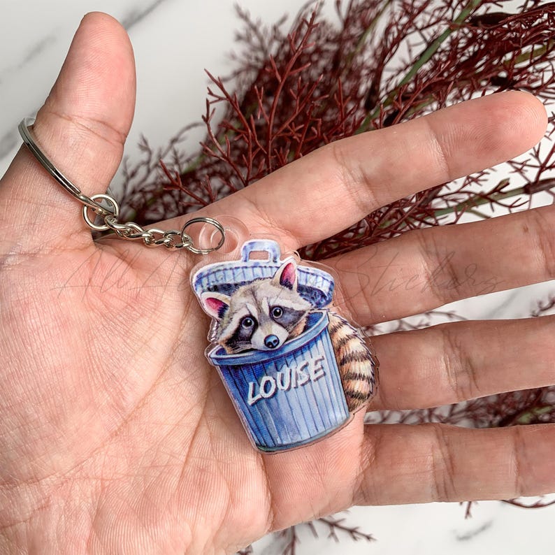 Pvc Raccoon Keychain Personalized Raccoon Acrylic Keychain, Kawaii Wild Animal Keyring for ...