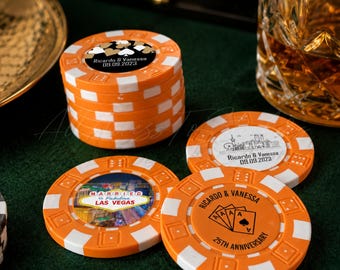 Gepersonaliseerde logo/tekst/foto pokerchip: Las Vegas Casino-gunst, vrijgezellenfeestcadeaus, geluksbrenger, decor verjaardagsfeestje