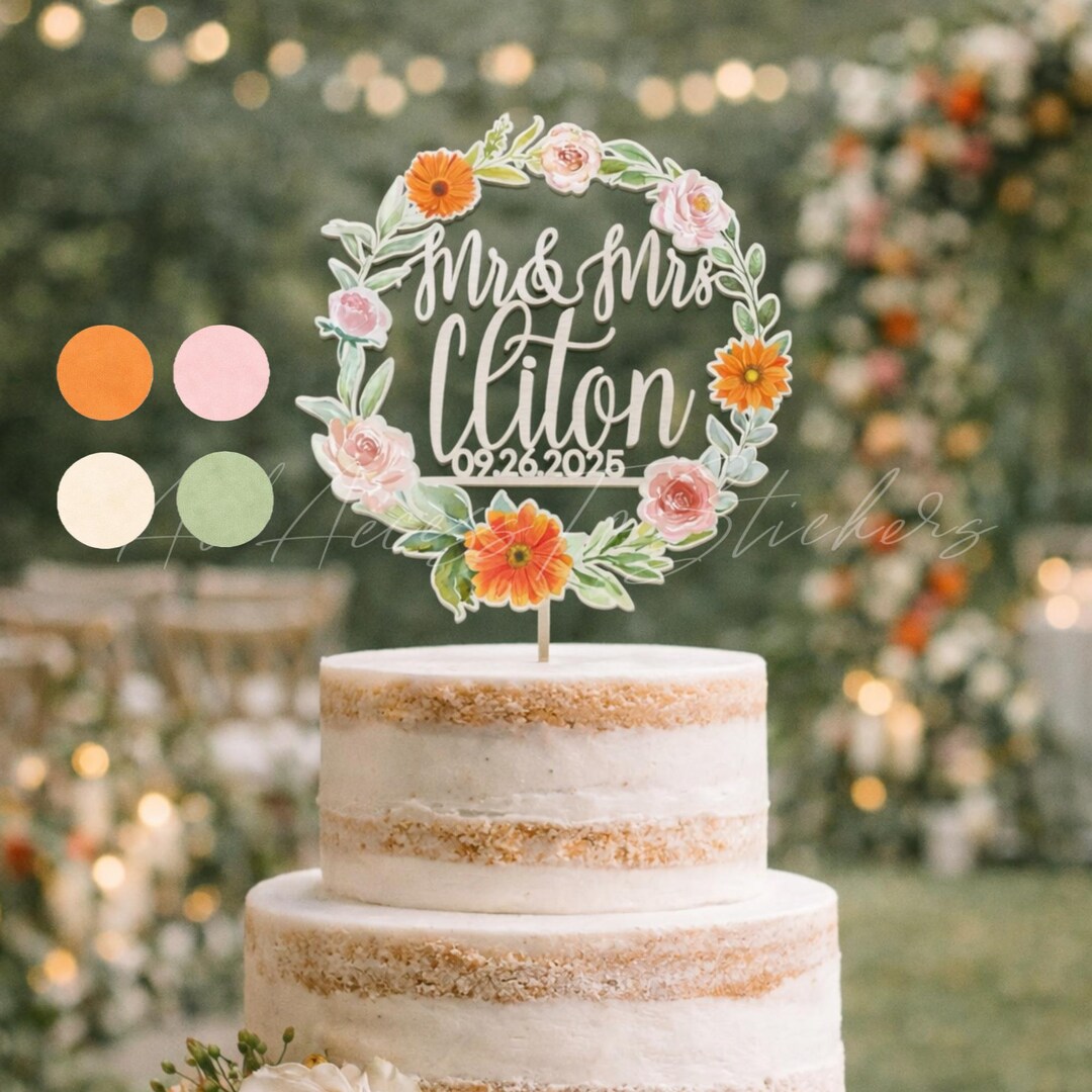 Bright Colors Wedding Cake Topper, Colorful Wedding Decor, Engagement ...