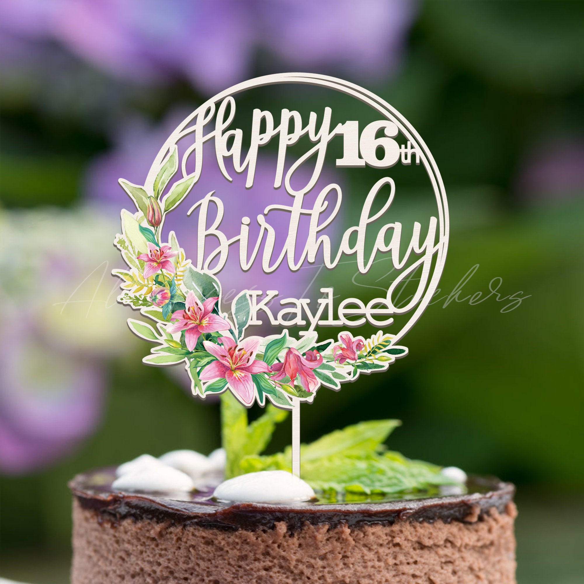 Birth Flower Cake Topper Birthday Cake Topper Birth Floral Etsy
