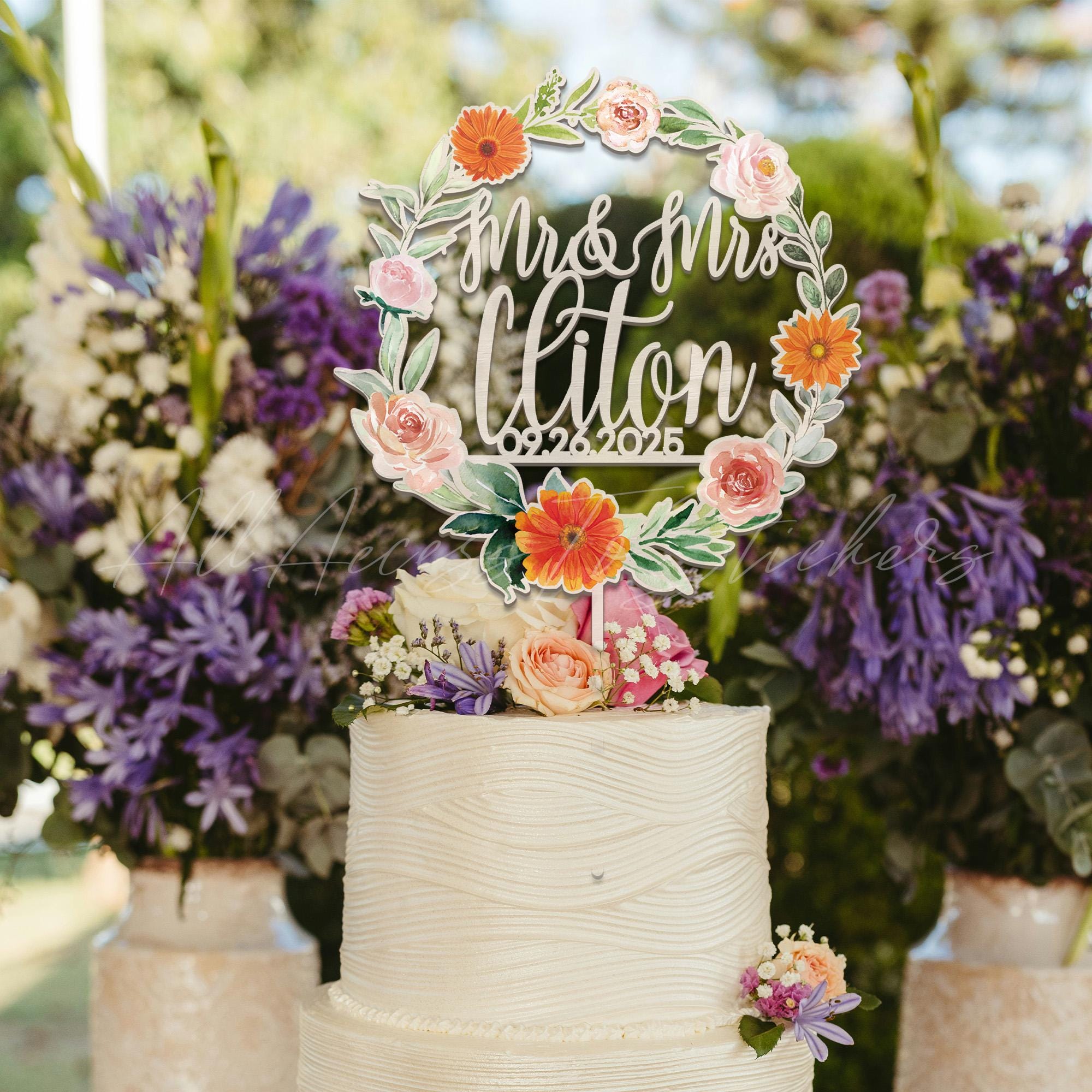 Bright Colors Wedding Cake Topper, Colorful Wedding Decor, Engagement ...