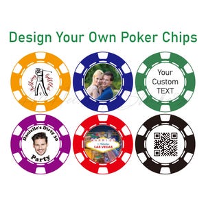 Custom Photo Poker Chips: QR Code Keepsake, Wedding Favors