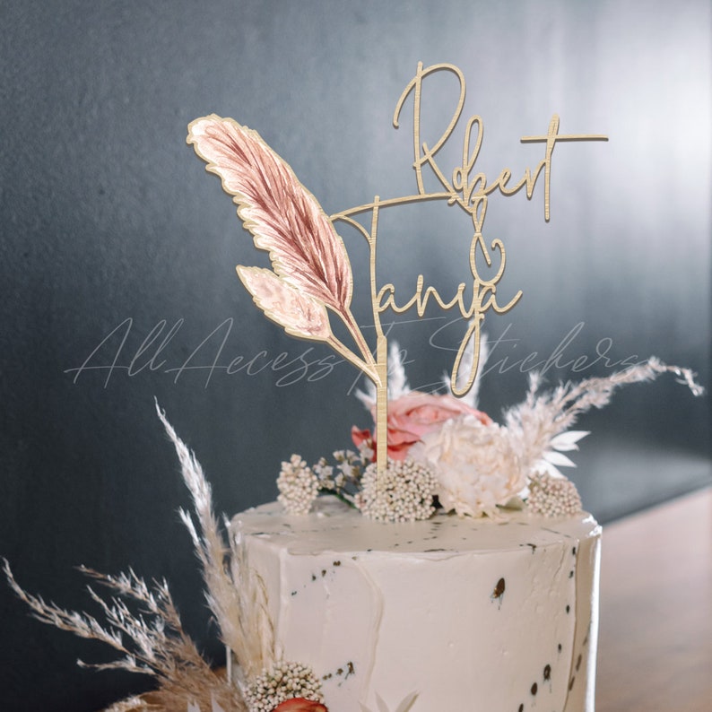 Boho Wedding Cake Topper Minimalist Wedding Cake Deocr Etsy