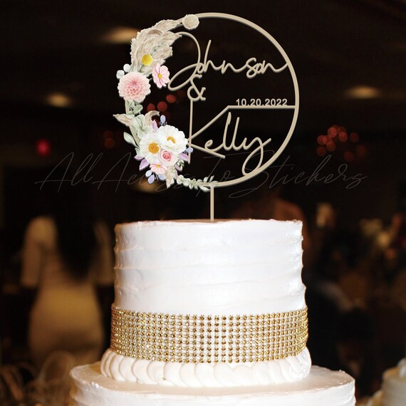 Romantic Engagement Cake Topper Floral Wedding Topper Beach Etsy