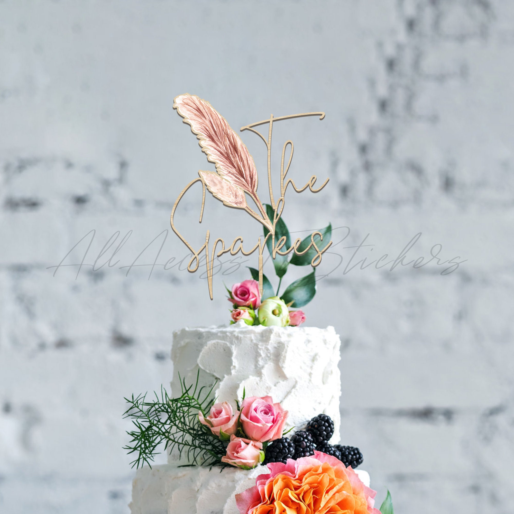 Boho Wedding Cake Topper Minimalist Wedding Cake Deocr Etsy