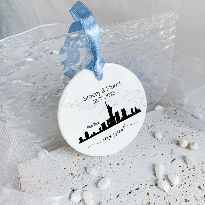 New York City Skyline Wedding Ornament, First Xmas Home Hanging