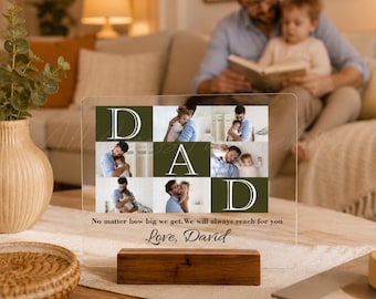 Personalized Father’s Day Acrylic Plaque, Custom Acrylic Plaque, Father’s Day Gifts, 6 Custom Photos Plaque, Best Dad Ever