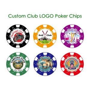 Golf Club LOGO Poker Chips, Motocycle Club Mitglieder Weihnachtsgeschenk, Gestalten Sie Ihre eigenen Kasino-Pokerchips, Skiing Club Andenken