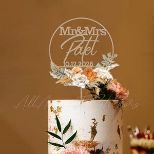 Boho bloemen bruidstaarttopper: aangepast bord voor cake meneer en mevrouw