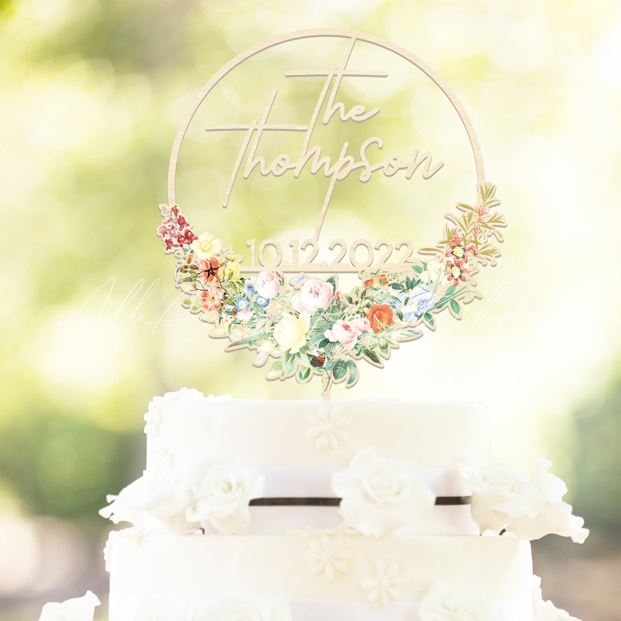 Spring Cake Toppers Spring Wedding Cake Topper With Names & Date, Personalized Floral ...