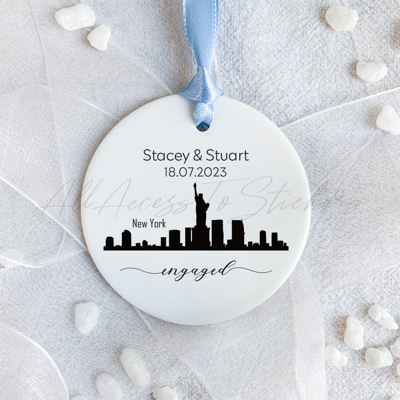 New York City Skyline Wedding Ornament, First Xmas Home Hanging
