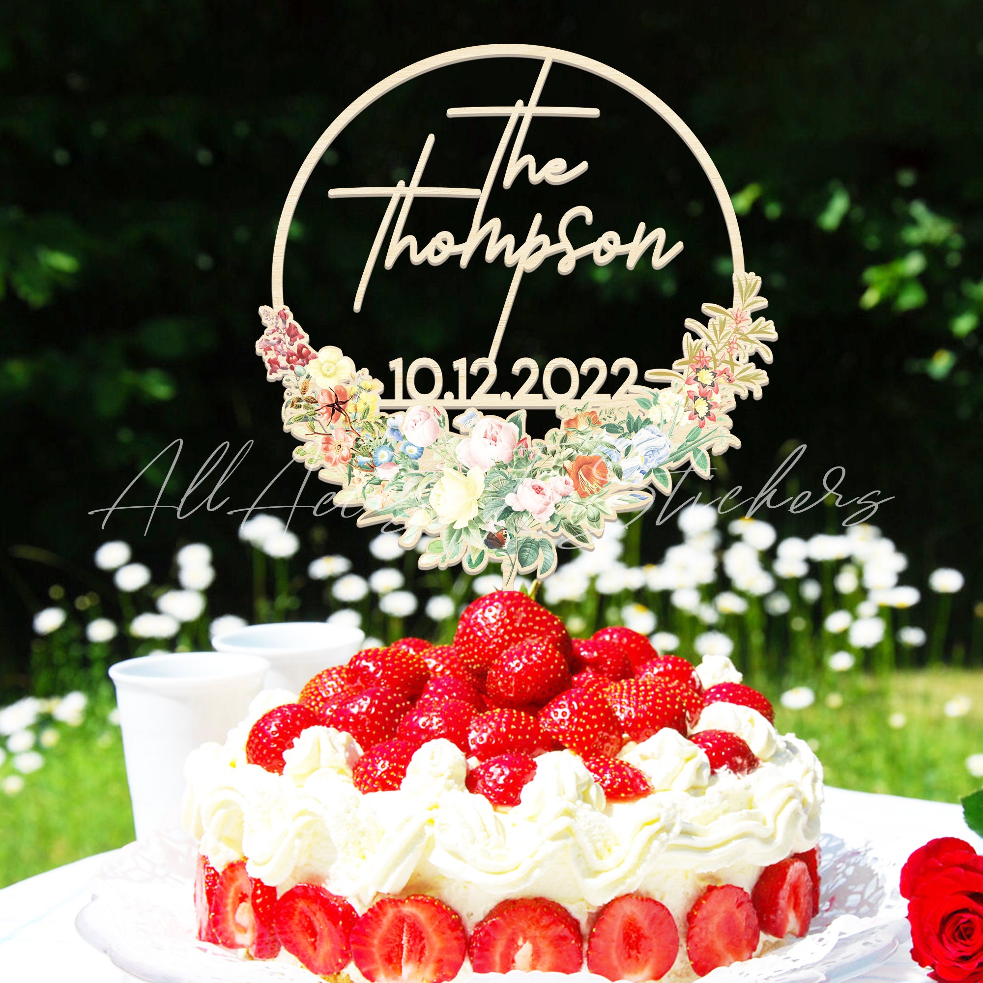 Spring Cake Toppers Spring Wedding Cake Topper With Names & Date, Personalized Floral ...