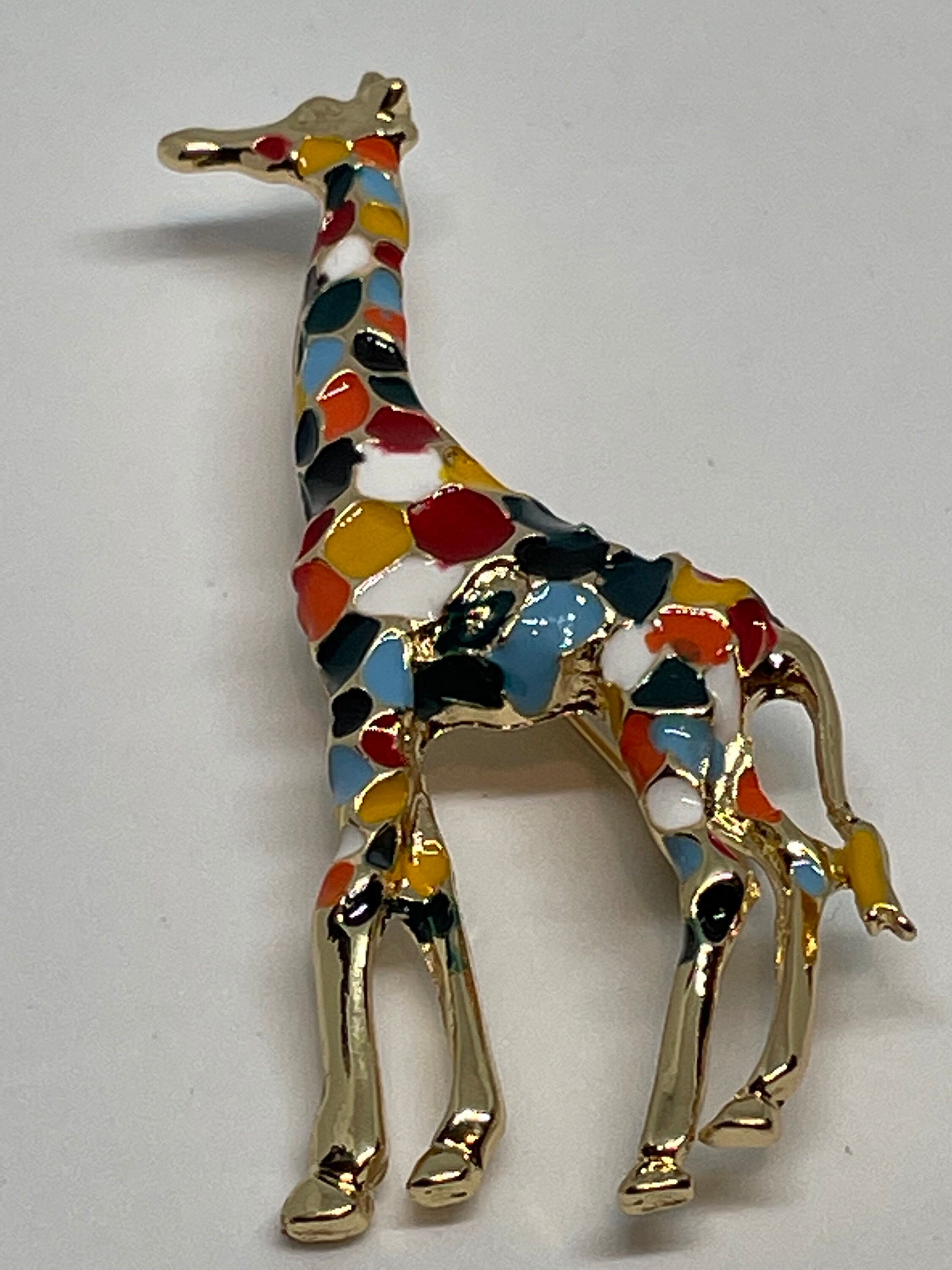 Broche Girafe émaillée Avec Yeux Strass - Métal Doré, Modèle [4292], Occasion