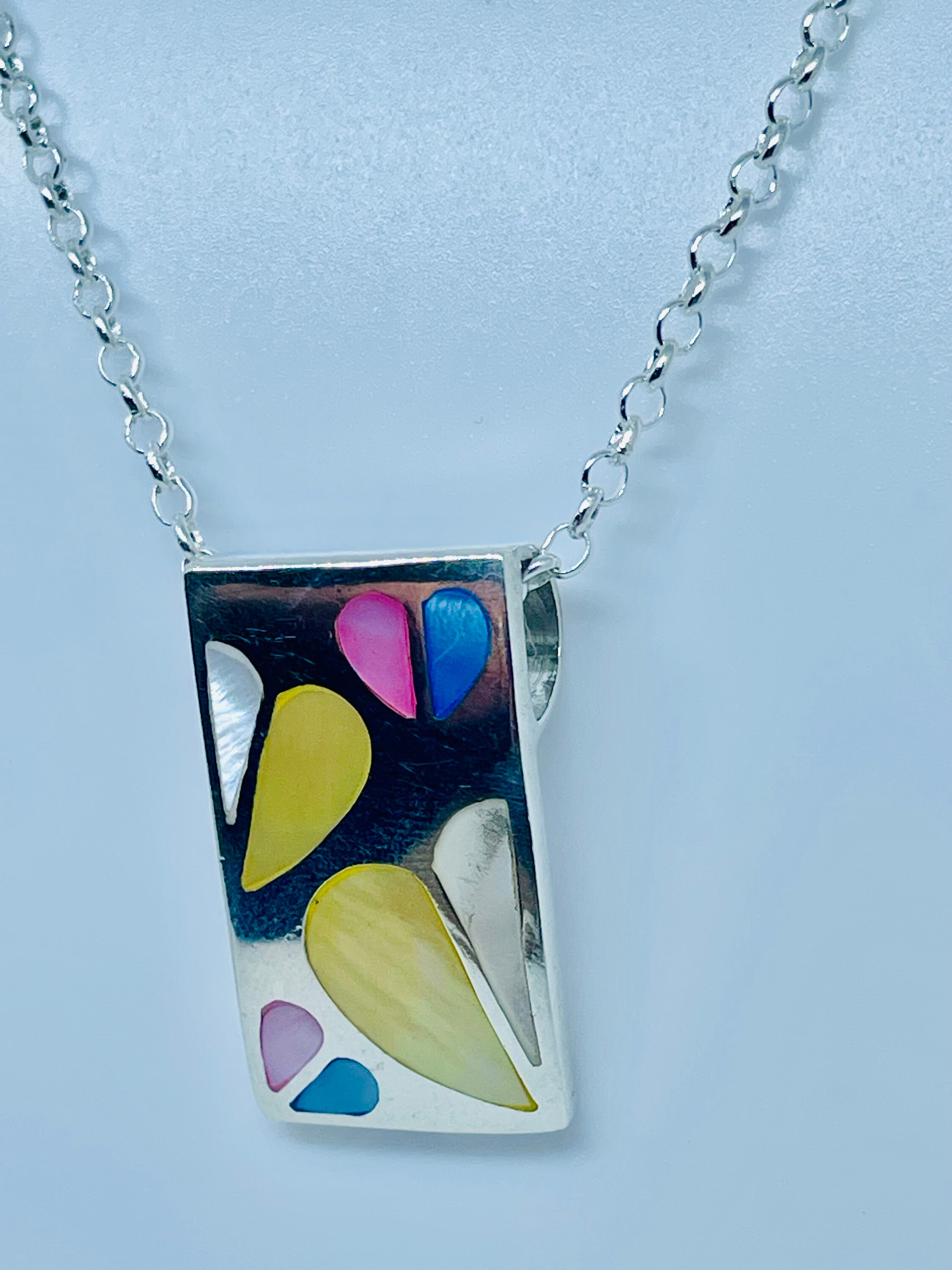 Pendentif Argent Massif Et Nacre Vintage - Style Art Déco - Élégant Et Chic