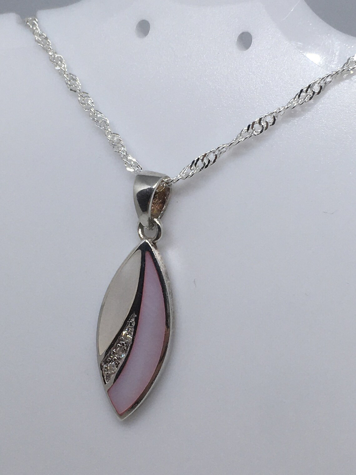 Mother of Pearl Teardrop with Wavy Dots Pendant