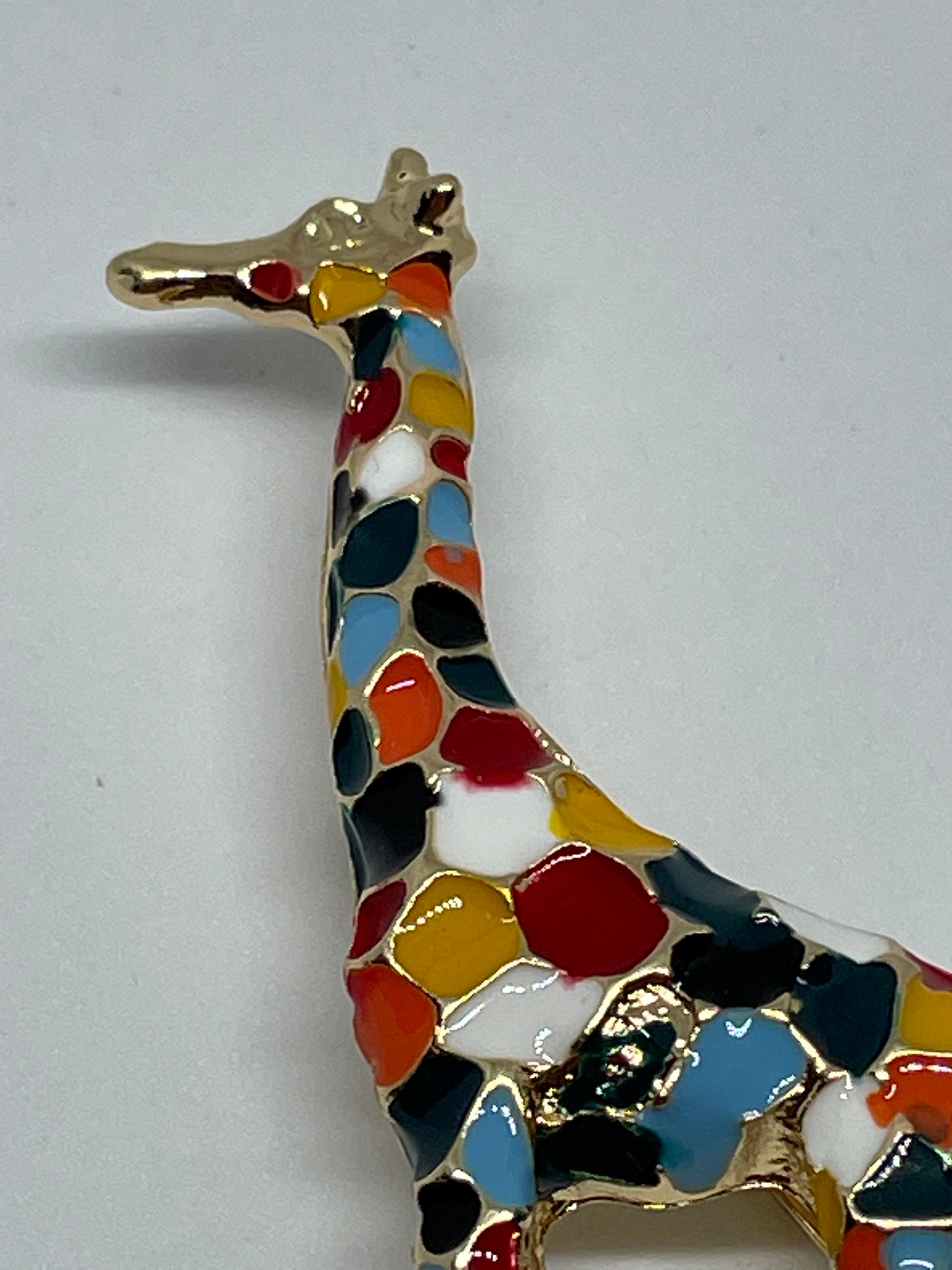 Broche Girafe émaillée Avec Yeux Strass - Métal Doré, Modèle [4292], Occasion