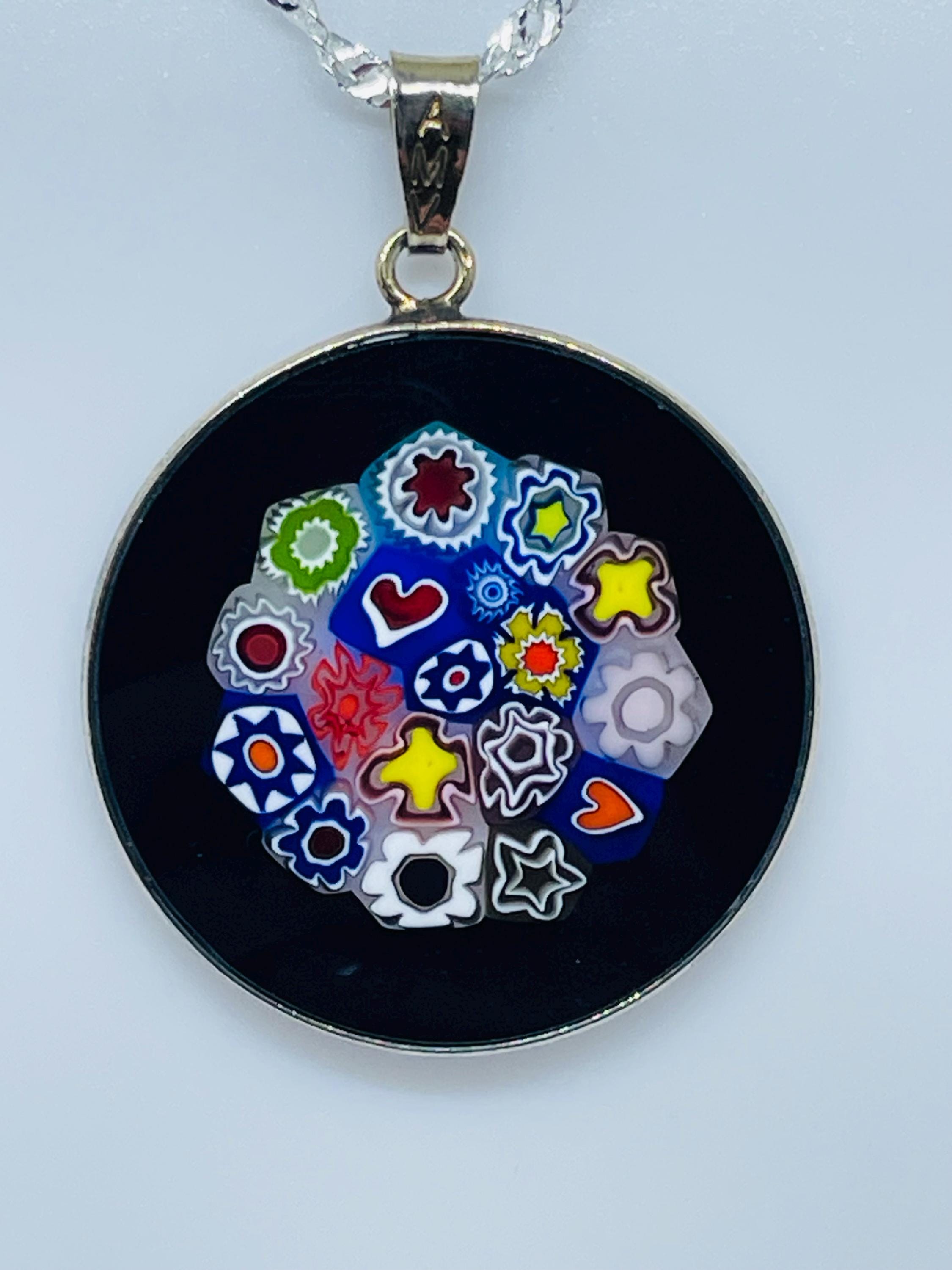 Millefiori 見事なヴィンテージ リバーシブル ガラス ベゼル 