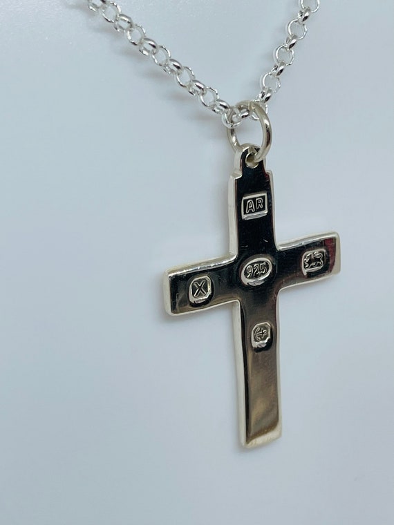 Solid Silver Hallmarked Cross Pendant Necklace - image 2