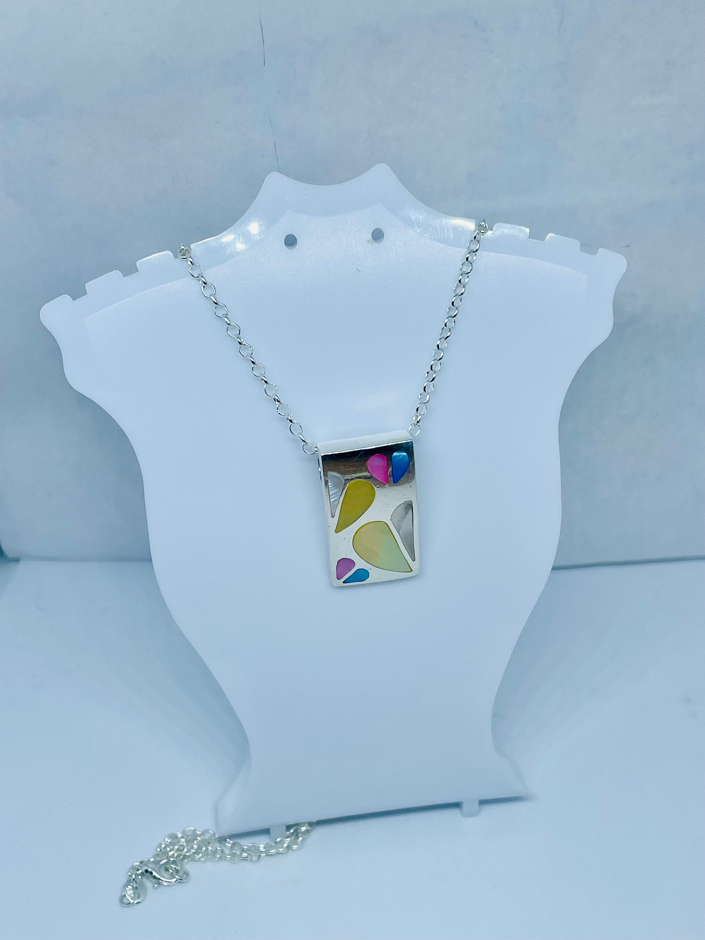 Pendentif Argent Massif Et Nacre Vintage Style Art Déco - Élégant Et Chic