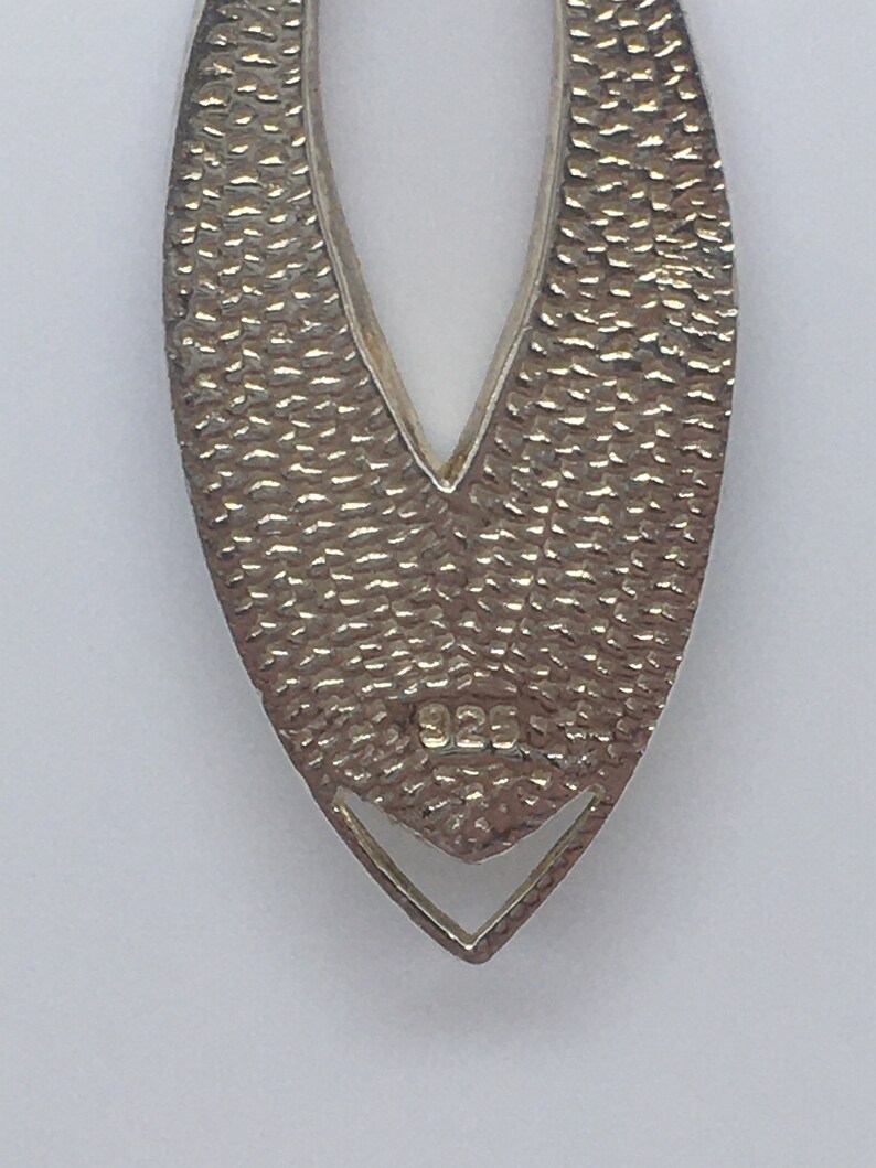 Mother of Pearl Vintage Sterling Silver 925 Oval Drop Beautiful Pendant Necklace