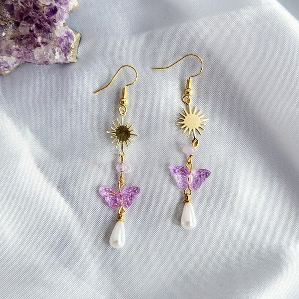 Butterfly earrings, Amethyst Jewellery, Speak Now Eras tour outfit, Swiftie gifts for her, Birthday gifts for women, Romantic gift for her